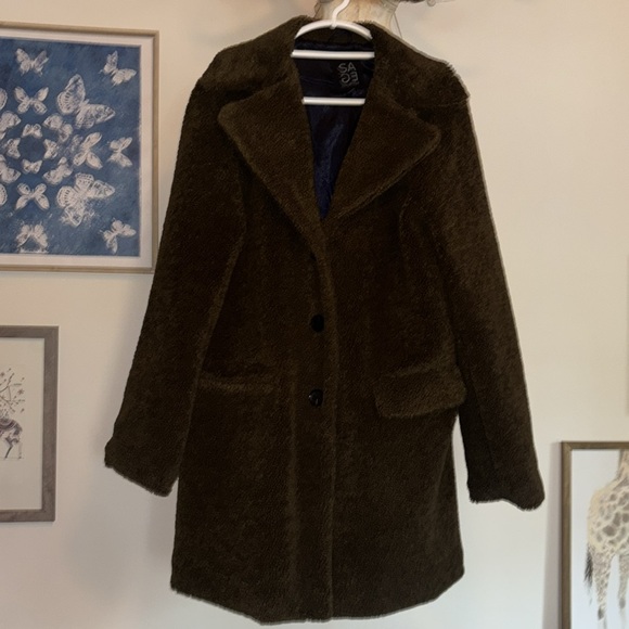 Sage Collective Long Line Sherpa Teddy Coat, Size XL - Picture 1 of 15